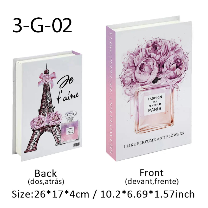 Open Luxury Fake Book Storage Box Home Decor Fashion Paris Decorative Books Interior Decoration Coffee Table Bedroom Ornaments